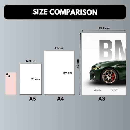 Image of Funk You Store BMV M5 Poster Split Design BMV Car Posters | 3 A3 Sized Cars Poster for Wall | Large Size (89 x 42 cm) Sportscar Wall Decor | M5 CS Car Posters for Room | Supercar (B 028)