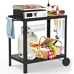 Yozoia Outdoor Grill Table for Blackstone Griddle, Grill Cart with Wheels