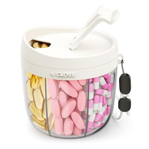 AMOOS Cute Pill Dispenser with 7 Large Compartments, Portable Pill Bottle Organizer with Wide Opening for Easy Use, Anti-Mix Pill Organizer for Travel, BPA-Free Pill Container, White