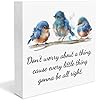 Positive Sign Decor Every Little Thing Is Gonna Be Alright Birds Wood Block Sign Home Desk Table Shelf Spring Decoration Spring Gift
