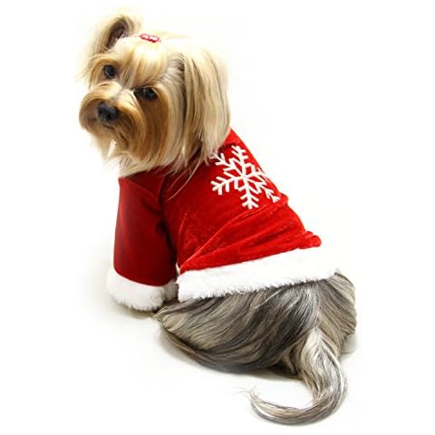 Klippo Hund/Welpen/Weihnachten Urlaub Bestickt Schneeflocke Velours Top/Shirt/Outfit für Kleine Rassen Cover
