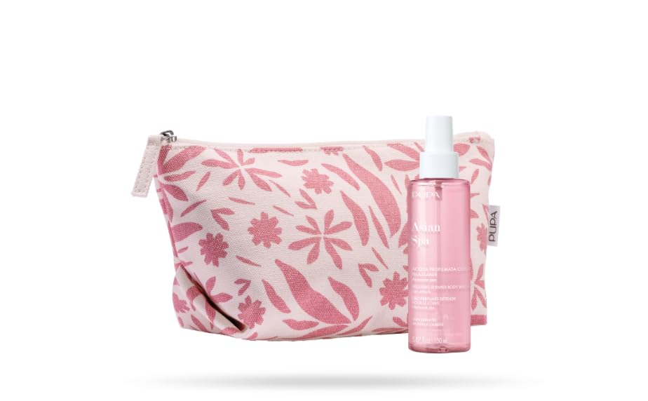 Pupa Asian Spa - Kit de 4 botes de agua perfumada para cuerpo relajante, 150 ml, con extracto de flores de cerezo, armonía zen, florada y afrutada, con la flor de cerezo protagonista absoluta + bolsa