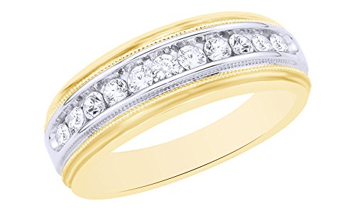 AFFY White Natural Diamond Wedding Band Ring in 10K Solid Gold (0.5 Ct)