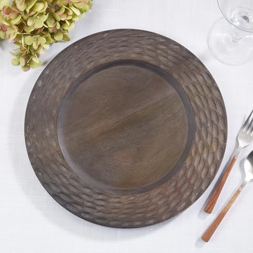 Platos decorativos de madera de mango SARO LIFESTYLE, set de 4 miniatura 4