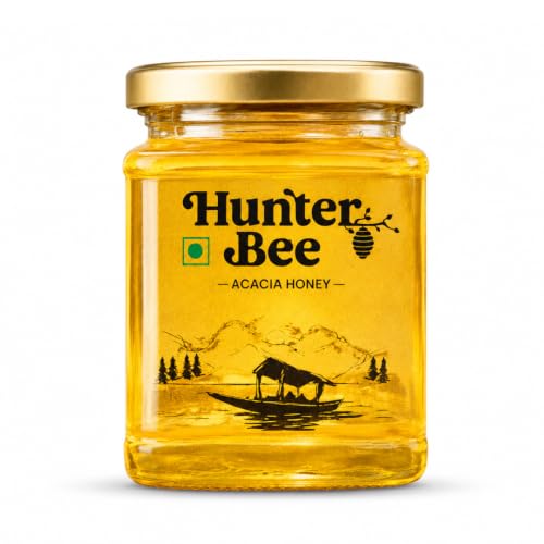 Image of Hunter Bee Kashmir Acacia Honey 340 g | Raw & Pure Natural Honey | Unprocessed Honey | No Added Sugar | Authentic Acacia Honey | Premium Natural Sweetener for Daily Use
