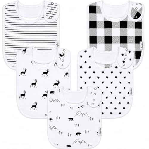 Image of KiddyStar Organic Cotton Baby Drool Bibs | Soft, Adjustable, Absorbent, Unisex Teething Bandana Bibs for Babies