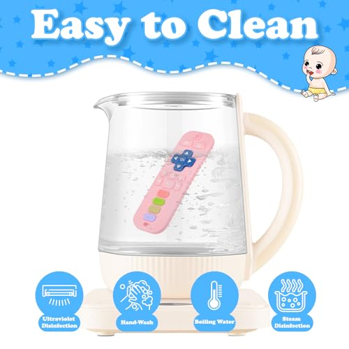 Image of Baby Silicone Teething Toys, Simulation TV Remote Control Shape Teether Toys for Toddlers 3-18 Months, Boys Girls Baby Teething Toys, Babies Chew Toys, Freezer BPA Free, Pink