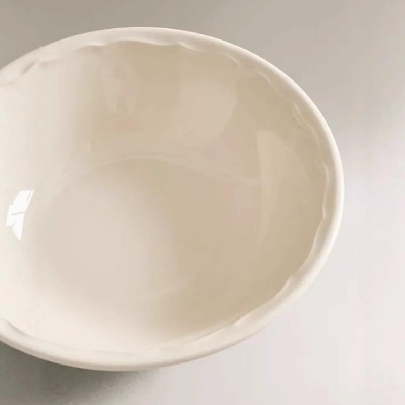 Retro Lunchware Relief Pattern Lace Bowl White Ceramic Fruit Cake