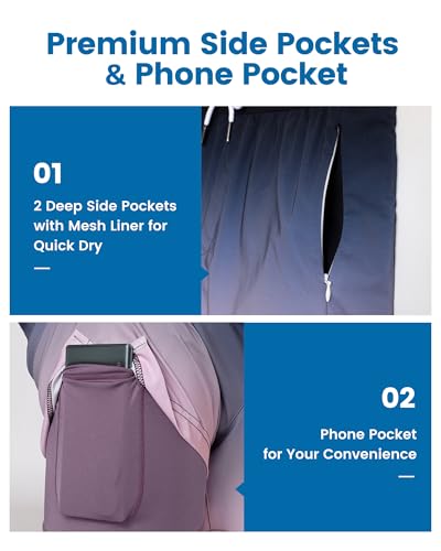 Image of maamgic 5inch Mens Swimming Trunks with Compression Liner 2-in-1 Swim Trunks Stretch Quick Dry Swim Shorts Zipper Pockets
