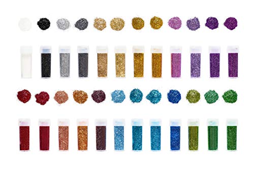perfect ideaz • 24 x 10g (240g) Glitzerpulver bunt, Glitter-Puder in 24 Farben, Bastel-Staub in Dose mit Streu-Deckel… – Bild 3