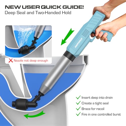 Image of Electric Toilet Plunger for Bathroom, High-Pressure Air Plunger, Heavy-Duty Clog Remover for Toilets, Toilet Drain Unclogger (Dusty Blue)