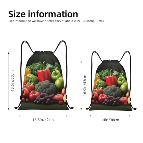 Fruits and vegetables Drawstring Backpack for Men Women Sports Sackpack Waterproof Gym Sack Draw String Cinch Bags Medium4