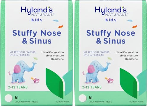 Hyland's Naturals Kids Stuffy Nose and Sinus Tablets, Cold and Allergy Medicine for Children Ages 2...