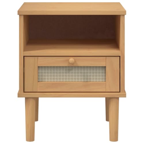 Table de chevet marron Senja petite table d'appoint avec rangement pour chambre