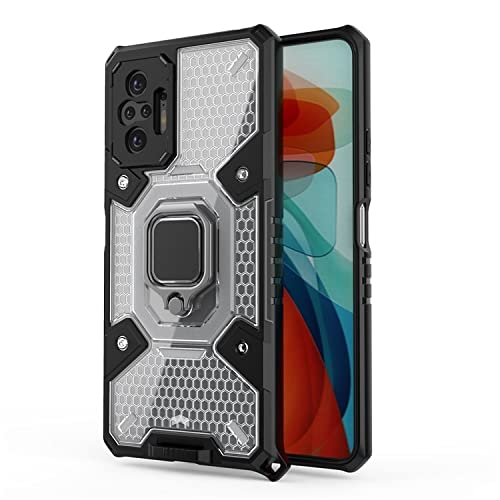 Cascov Polycarbonate, Thermoplastic Polyurethane Redmi Note 10 Pro Max Rotating Ring Holder & Kickstand in-Built | Military Grade Armor | Bumper Back Cover for Redmi Note 10 Pro Max (Transparent)