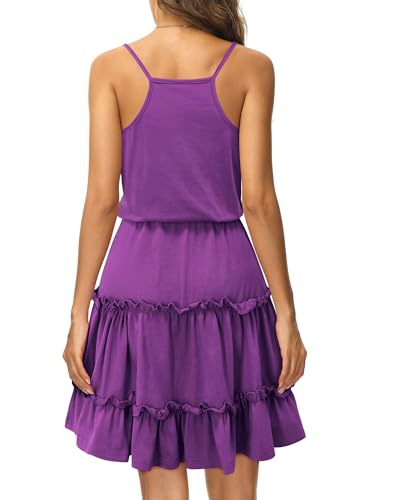 Image of Newshows Women's Summer Casual Dress Cute A Line Ruffle Hem Flattering Fit Beach Vacation Sundress