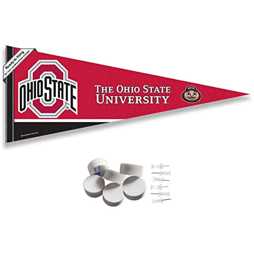 College Flags & Banners Co. Ohio State Buckeyes Pennant Flag and Wall Tack Mount Pads