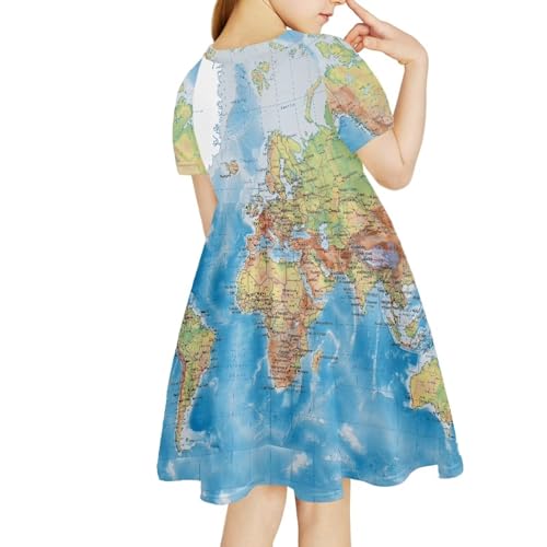 Girls Short Sleeve Dress Casual Twirly Crew Neck Dress Ruffle Swing A-line Summer Sundress for Toddler Kids4