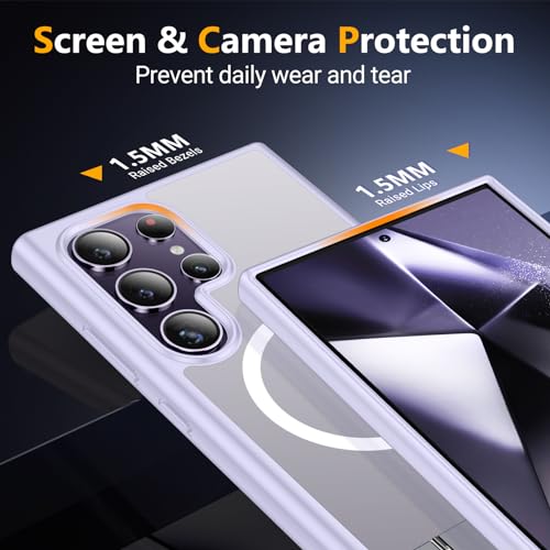Image of SPIDERCASE Magnetic for Samsung Galaxy S24 Ultra Case, [3 Stand Ways][ Military Grade Drop Protection] with Invisible Stand Shockproof Slim Phone Case for S24 Ultra 5G,Light Purple