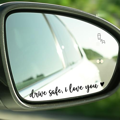 Image of 3X Black Drive Safe I Love You Sticker for Car Mirror - New Driver Gifts for Men, Women - Cars Accessories - I Love You Drive Safe Mirror Sticker - Car Window Decals