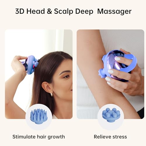 Image of COMFIER Cordless Scalp Massager Hair Growth with 3 kneading Modes,Waterproof Head Massage with 8 Claws for Deep Cleansing,Body Cat Head Scratcher,Gift for Women