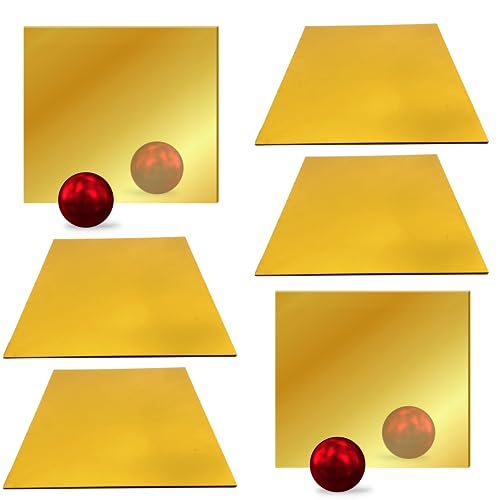 YARRD 6PCS 12x12 Acrylic Mirror Sheet Mirror Cast Acrylic Plexiglass Sheets with Film Masking for Design DIY Adhesive Plates for Craft DIY Projects