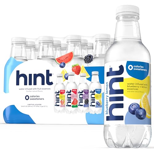 Hint Fruit-Infused Bottled Water, 4-Flavor White Variety Pack - Sugar Free Flavored Water with Zero Calories, Naturally Flavored, and No Artificial Sweeteners - 16 Fl Oz (Pack of 12)