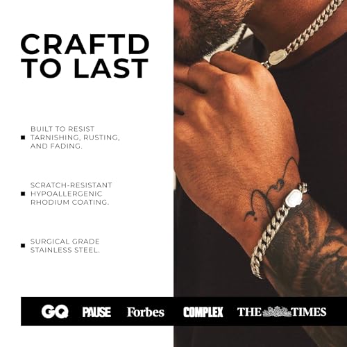 CRAFTD | Cuban Link Bracelet |Waterproof, Heat & Sweat Resistant | Gifts for Men | Men's Jewelry | Size 8MM |4