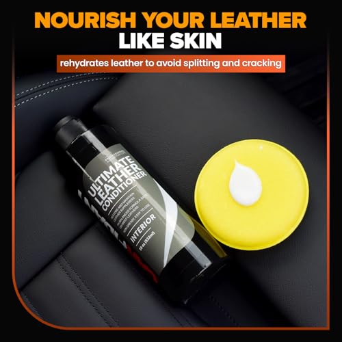 Carfidant Ultimate Leather Conditioner & Restorer - Full Leather Restoration & Conditioning Kit with Applicator Pad for Leather Automotive Interiors, Car Dashboards, Sofas & Purses!- 18oz Kit