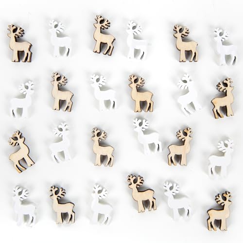 Mini Rentier Streudeko, 24er Set: Kleine Weihnachtsfiguren, Deko...