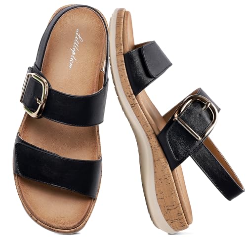 Littleplum Women's Arch Support Sandals Black Size 8