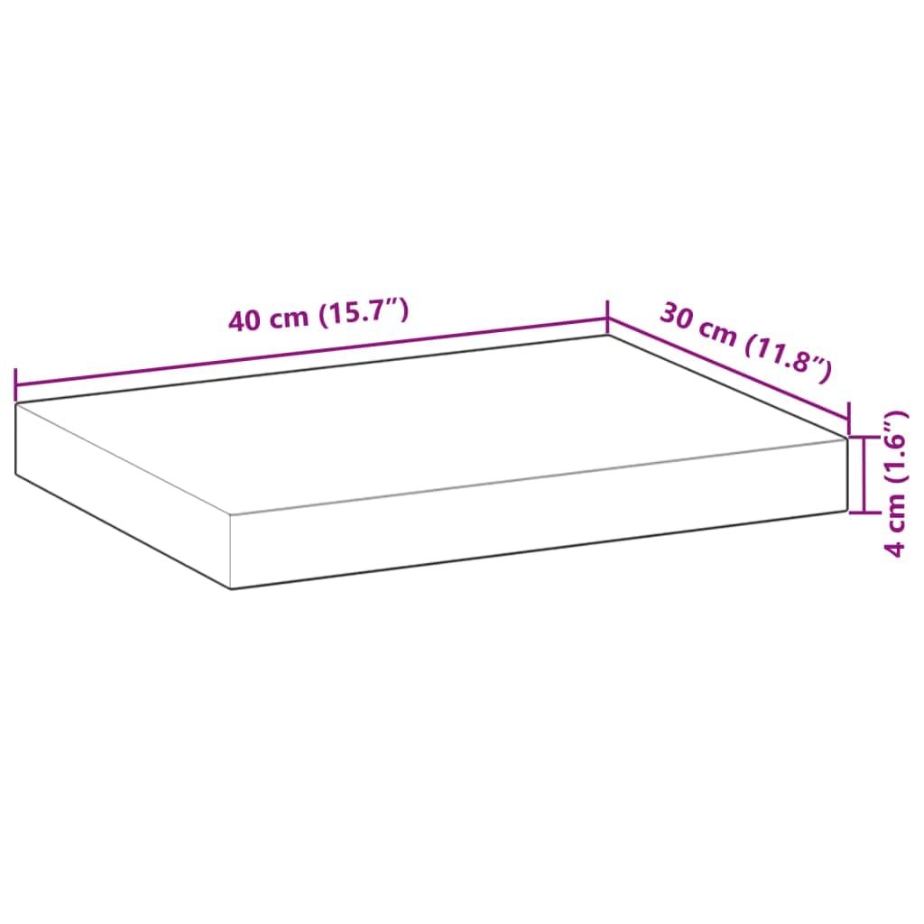 Piano per Tavolo Rettangolare in Legno Massello Acacia 40x30x4 cm, Superficie Liscia Non Trattata per Personalizzazione, Solido e Durevole per Rinnovo Casa o Contesti