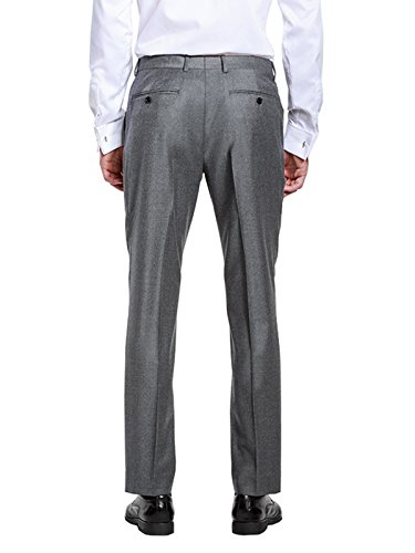 HBDesign Mens Formal Slim Fit Flat Straight Silver Iron Free Throusers2
