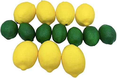 Dasksha Lifelike Artificial Lemons and Limes - 14PCS - Large Lemons and Small Limes - 7 Fake Limes and 7 Fake Lemons - Realistic Fake Fruits for Decoration