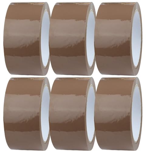 Crimson Starfish 6 x Packband Braun Rollen 48mm x 66m | Verpackungsbänder für Pakete Kisten Versand | Klebeband für Pakete & Paketklebeband Braun | Umzugsbedarf