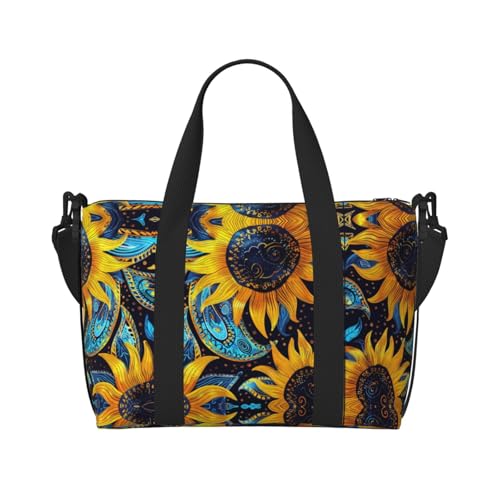 Travel Bag for Weekend Trips, Airplane Carry-On with Adjustable Strap, Sunflower (25)2