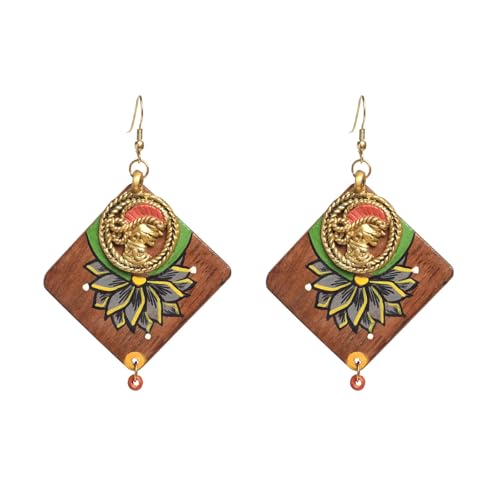 Image of Handcrafted Tribal Wooden Earrings Collection for Women - Butterfly, Princess & Modern Geometric Statement Designs