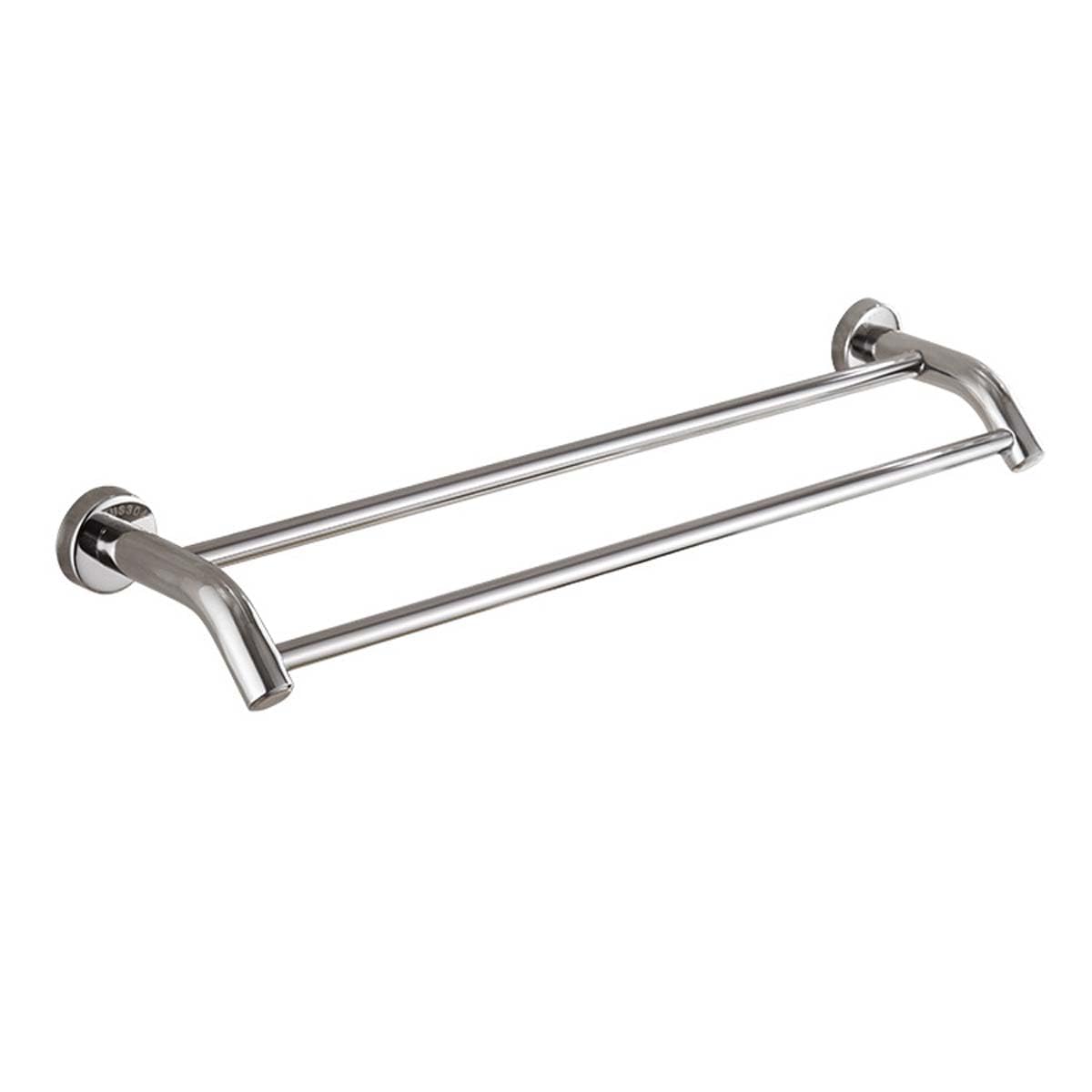 Portasciugamani doppio in acciaio inox, montaggio a parete, per bagno e cucina, lunghezza 40 cm