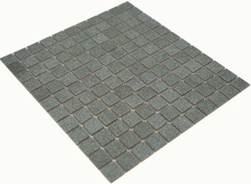Piastrella a mosaico in ceramica, grigio pietra per pavimenti, pareti, bagno, WC, doccia, specchio, dimensioni: 298 x 298 = 0,09 mq, dimensioni pietra: 97 x 97 x 6 mm, 1 tappetino