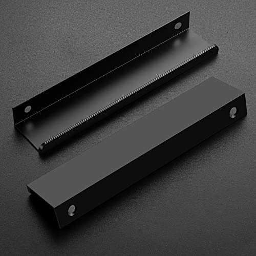 Image of 20 Pack Finger Pulls for Cabinets - 128mm /5in Hole Center Black Handles | 150mm /5.9 inch Overall Length, Edge Pulls, Concealed Tab Kitchen Drawers Pulls, Easy Install, Screws Included, Rust-Resistant