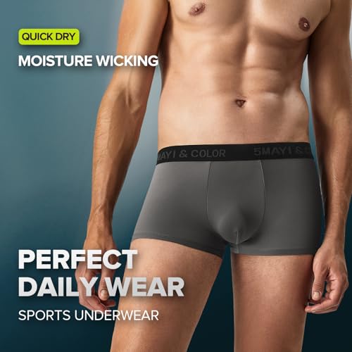 5Mayi Mens Underwear Boxer Briefs Short Leg Athletic Trunks Underwear for Men Pack No Fly2