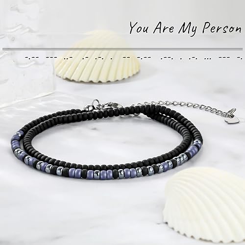 Image of Btysun Inspirational Morse Code Bracelets for Women Men Teen Girl Gifts Best Friend Birthday Gifts for Him Her Adjustable Layered Secret Message Sister Bff Girfriend Sister Christmas Jewelry