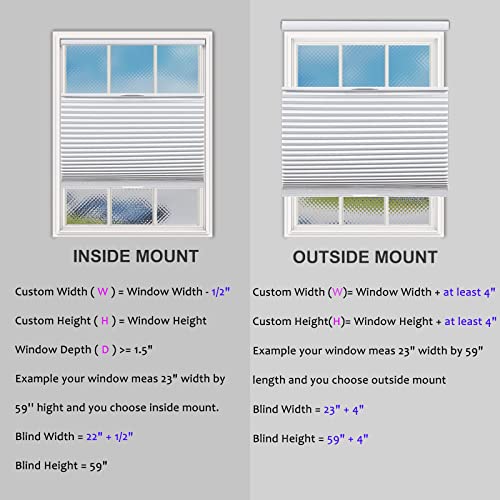 Blinhdome Custom Size Top Down Bottom Up Cordless Cellular Shades Window Shades 100% Blackout Blinds Thermal Window Blinds Honeycomb Shades For Indoor Windows, Door (Light Filtering, Blue) #TOP4