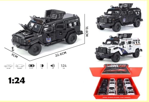 Image of 1:24 Scale Ford F550 Modified Police Exclusive Alloy Metal Pull Back DieCast Car Model with Sound & Light Mini Auto Toy for Kids Metal Model Toy Car (Black Color)