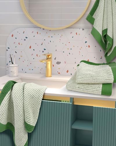 Cleanbear Green Hand Towels For Bathroom, Hand Towel Set Of 4, Cotton Towels With Jacquard Weave Deign For Both Decoration And Daily Usage thumb #4