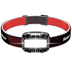 Blukar Head Torch Rechargeable, 2000L Super Bright Lightweight Waterproof LED Headlamp Headlight with Red Warning Lights…