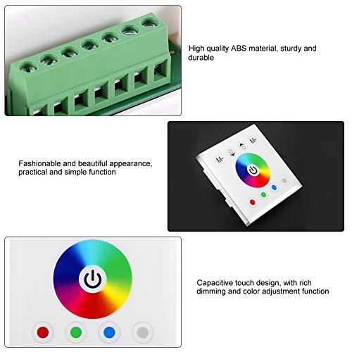 RGB Touch Panel Wall Mounted Touch Panel Led Strip Controller And Remote with DC 12 24V for RGB/RGBW/RGB+CCT Color Changing LED Strip Light(white) - Image 4