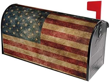 Retro American Flag Mailbox Covers Magnetic Post Box Cover Wraps Standard Size 21x18 Inches for Garden Yard Decor