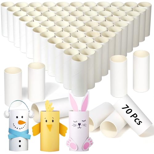 MAPVOLUT 70 Pieces Cardboard Tubes for Crafts, White Kraft Toilet Paper Rolls for Crafts - 1.5 x 3.2 Inches Strong and Pressure-Resistant Tubes for Craft Supplies DIY Art