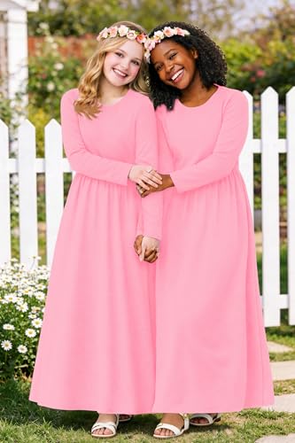 Image of Deerose Girls Maxi Dress Short Sleeve Casual Long Dresses with Pockets 5-14 Years
